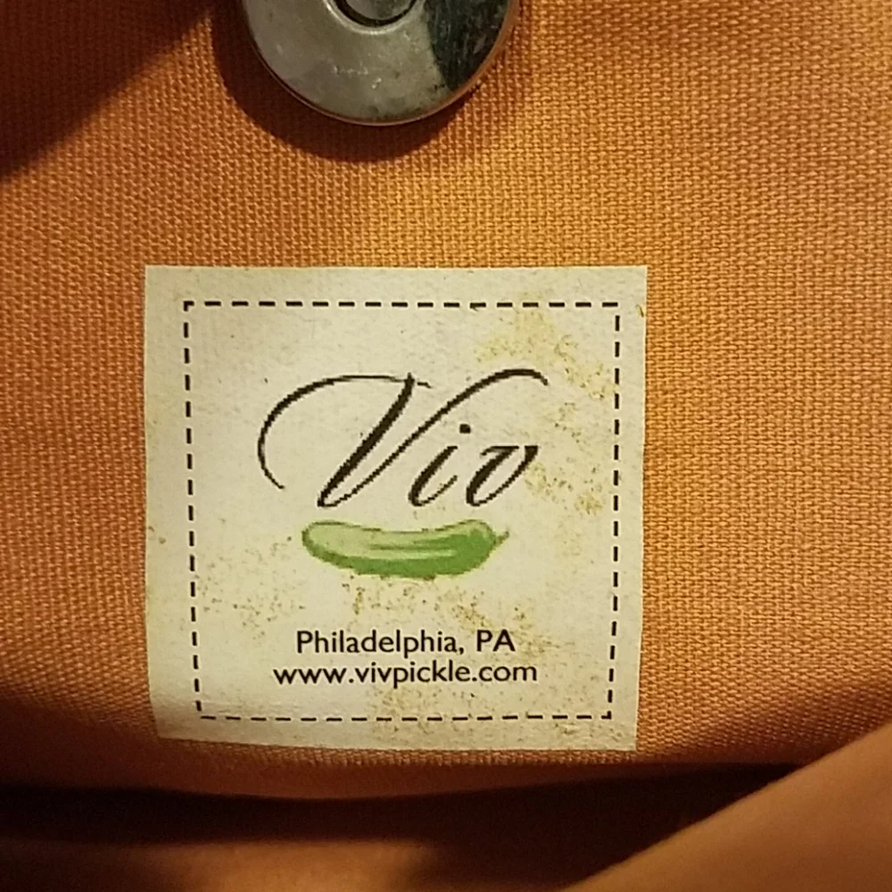 Viv Pickle neutral striped custom handmade tote shoulder bag